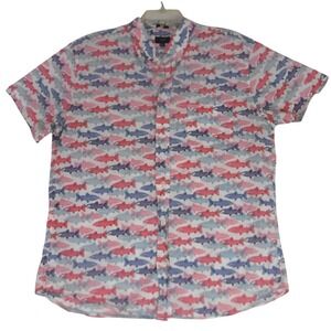J.CREW Shirt Boy's Large Slim Fit Short Sleeve Button Down All Over Fish Print